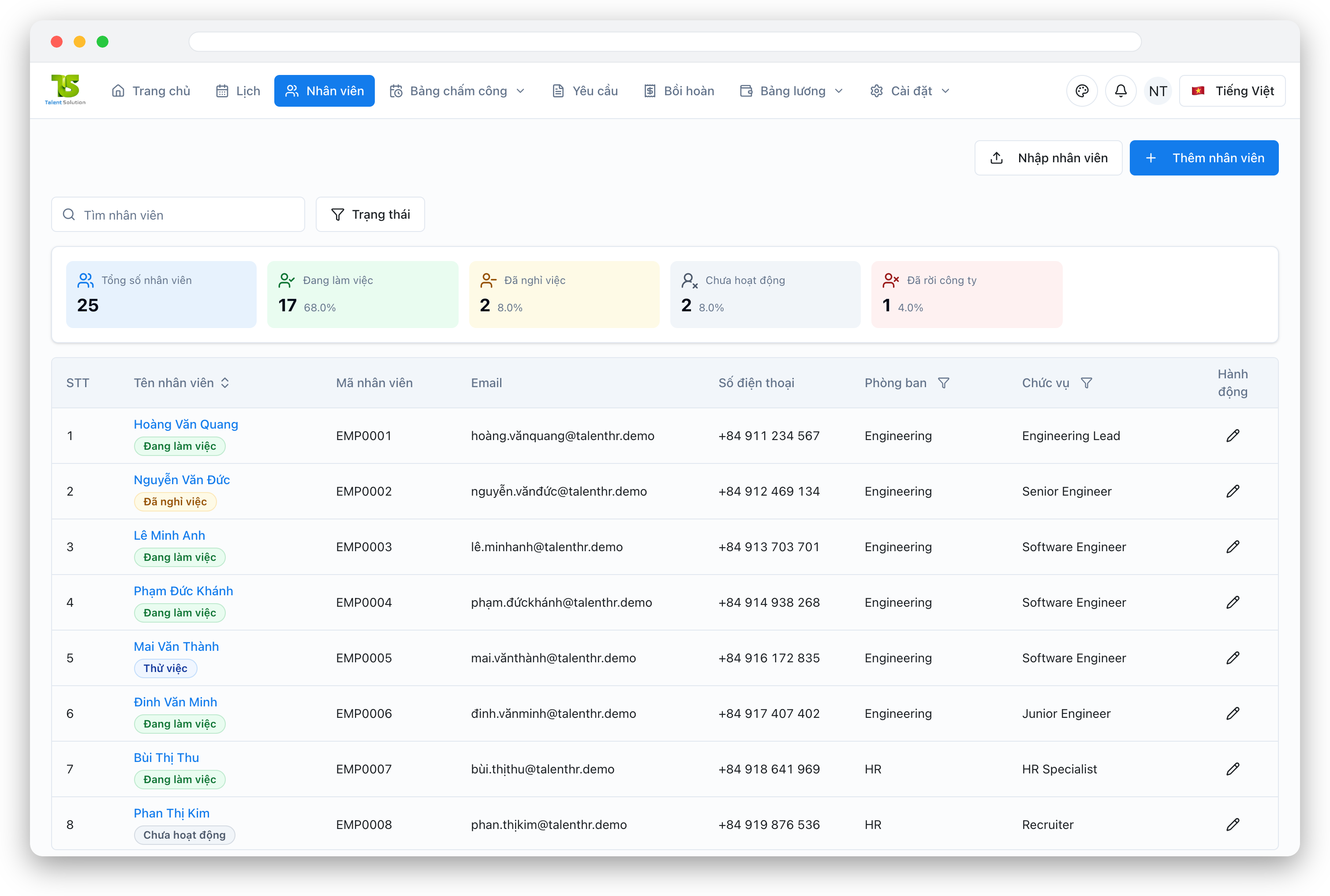 Employee data and report management