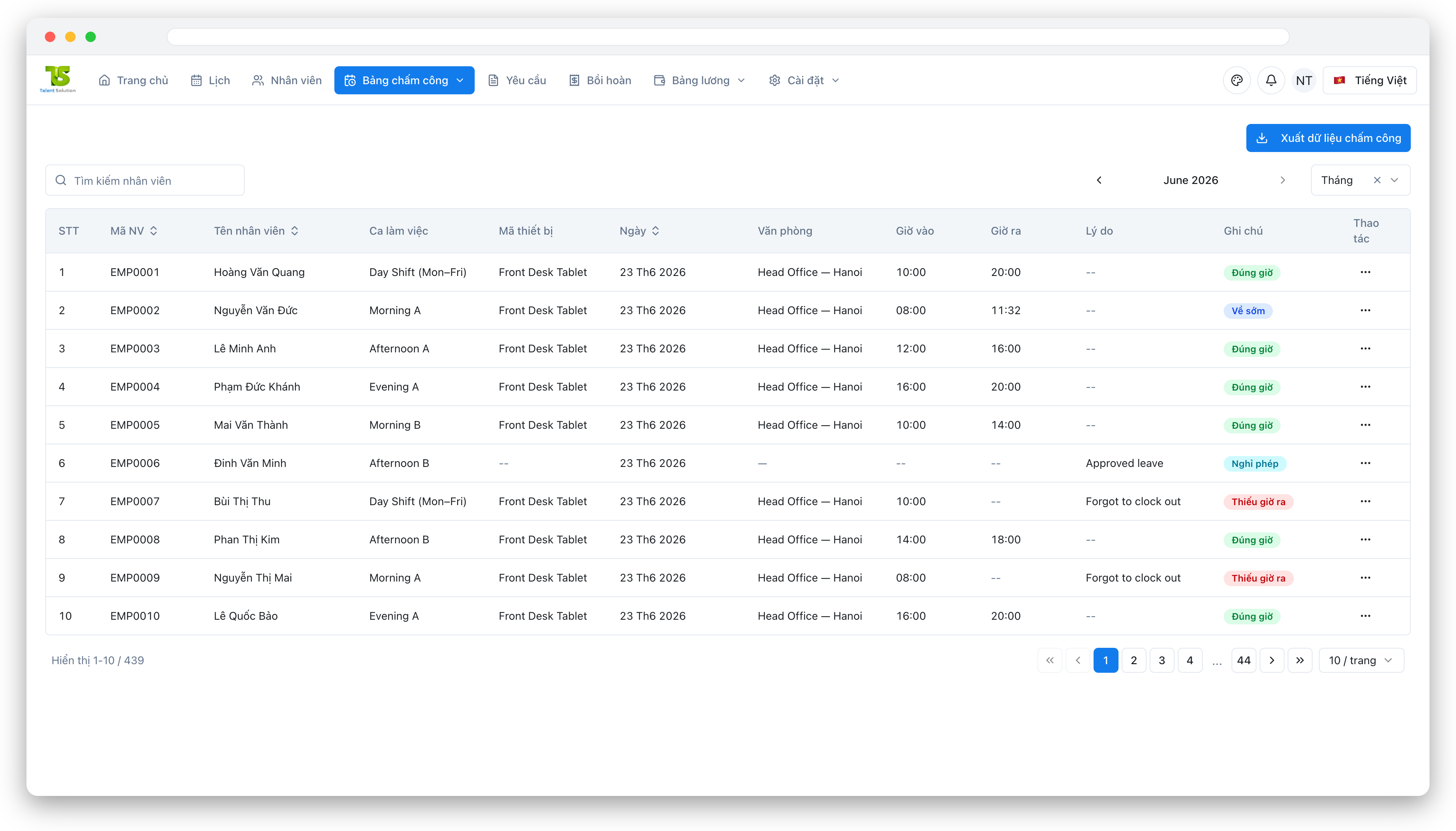 Time management and attendance tracking